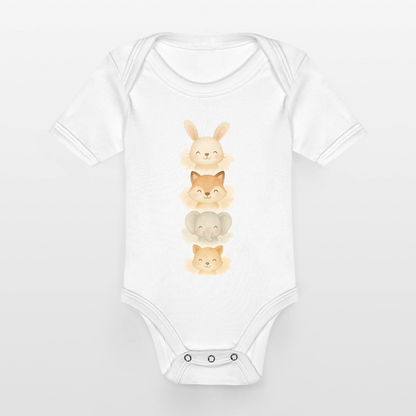 Bio Baby Kurzarm-Body "tierisch süß" - Weiß