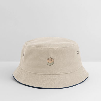 Kinder Anglerhut "Bausteine" - Natur/Navy