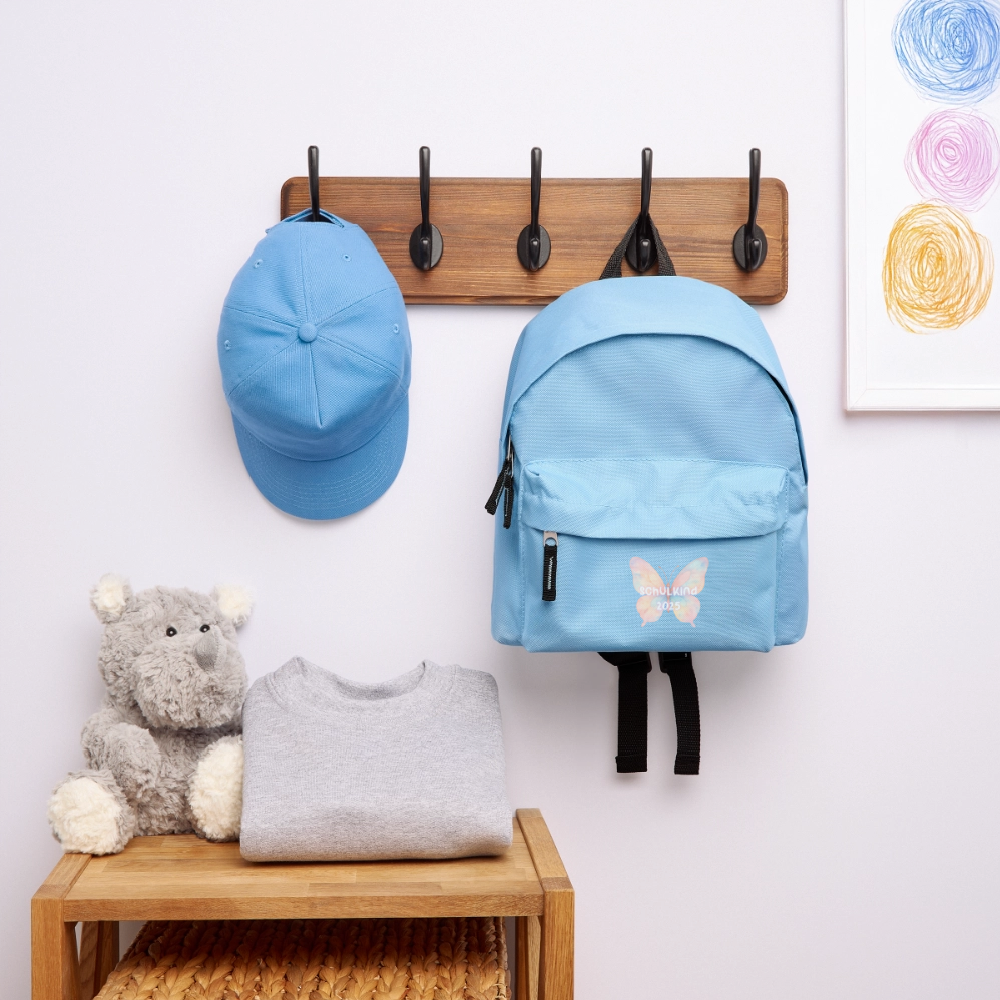 Kinder Rucksack "Schulkind 2025 Schmetterling" - Hellblau