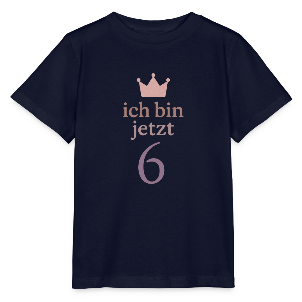 Bio Kinder T-Shirt "ich bin jetzt sechs" - Navy