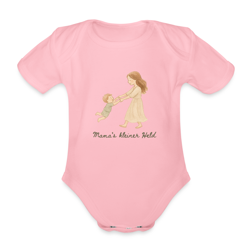 Bio Baby Kurzarm-Body "kleiner Held" - Hellrosa