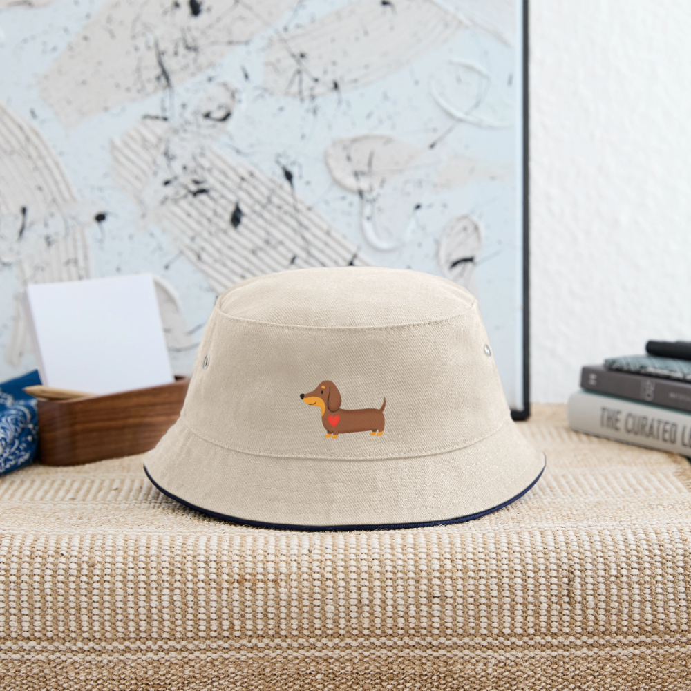 Kinder Anglerhut "Dackel mit Herz" - Natur/Navy