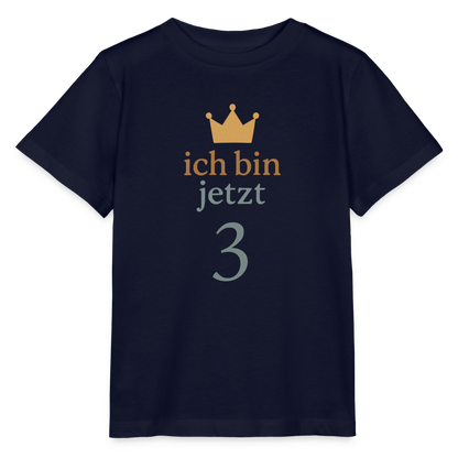 Bio Kinder T-Shirt "ich bin jetzt drei" - Navy