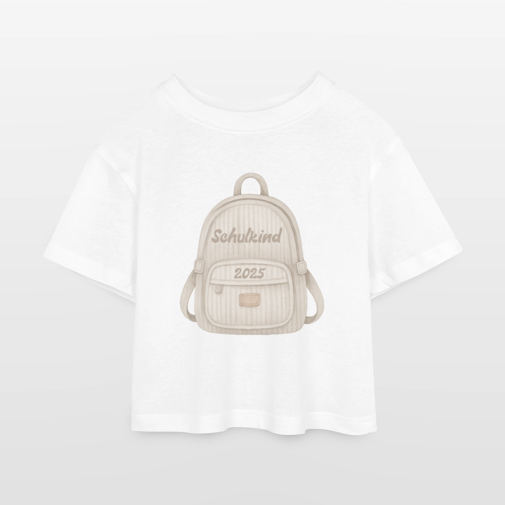 Kinder Cropped T-Shirt "Schulkind 2025" - Weiß