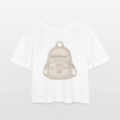Kinder Cropped T-Shirt "Schulkind 2025" - Weiß