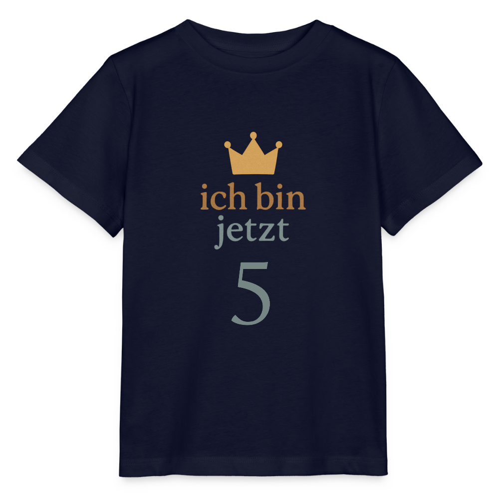 Bio Kinder T-Shirt "ich bin jetzt fünf" - Navy