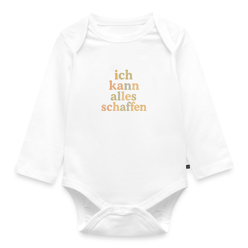 Bio Baby Langarm-Body "ich kann alles schaffen" - Weiß