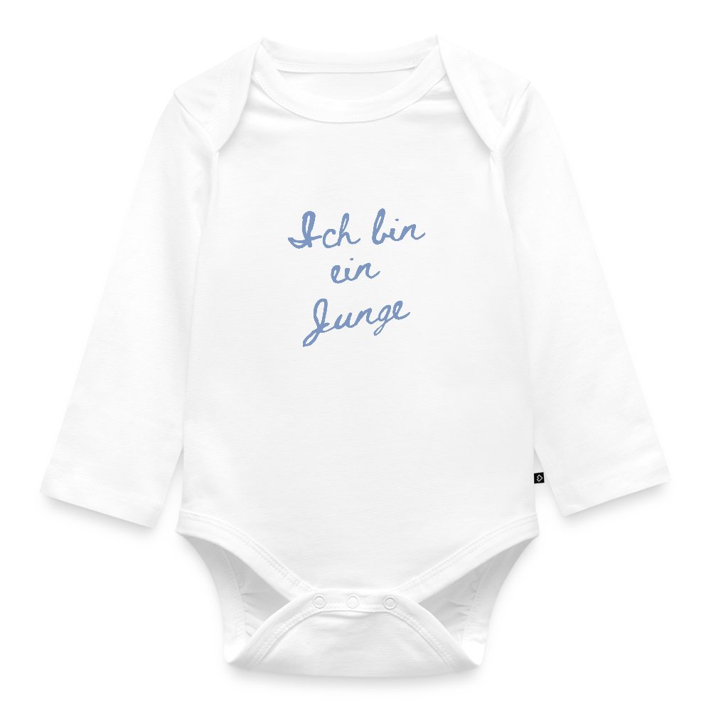 Bio Baby Langarm-Body "Ich bin ein Junge" - Weiß