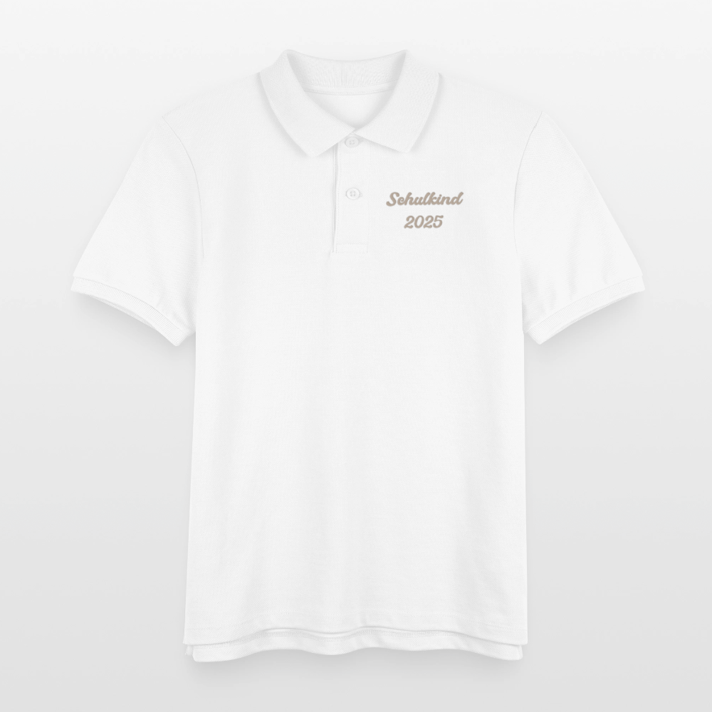 Bio Kinder Poloshirt "Schulkind 2025" - Weiß