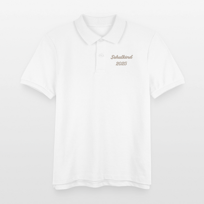 Bio Kinder Poloshirt "Schulkind 2025" - Weiß