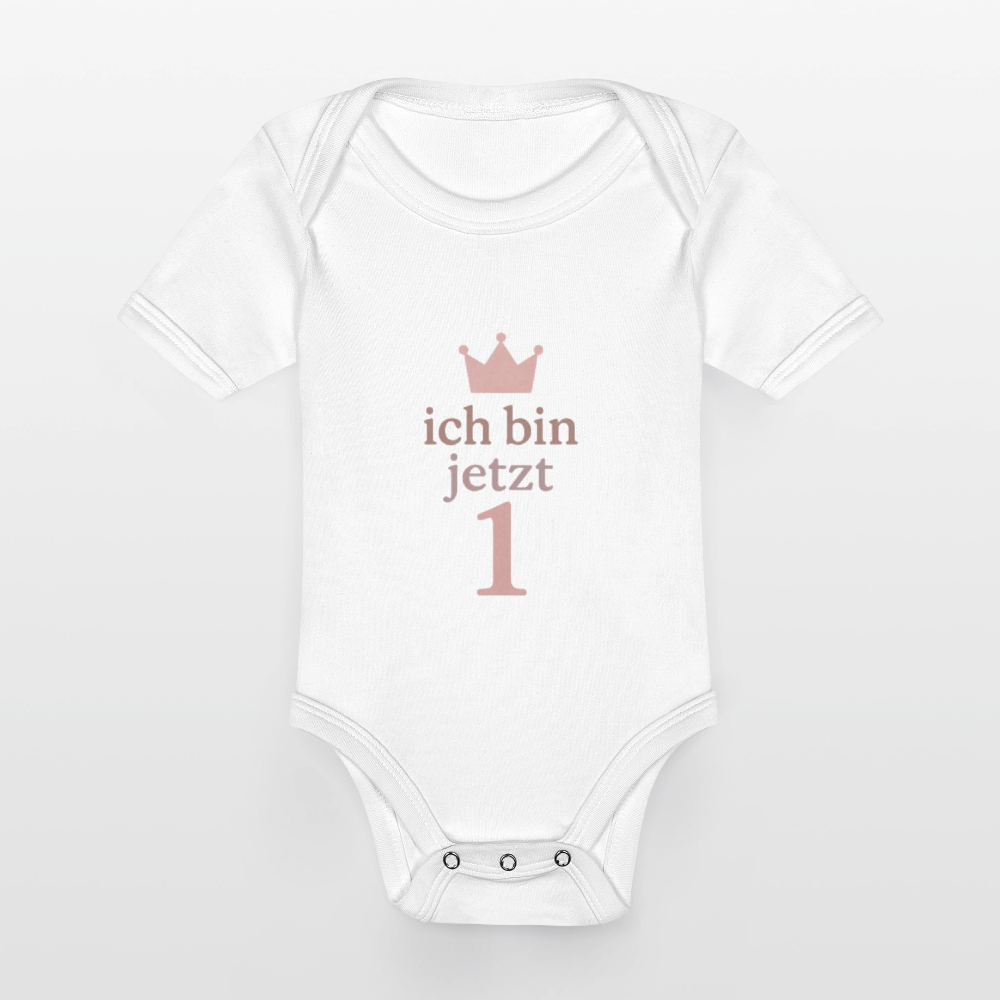 Bio Baby Kurzarm-Body "ich bin jetzt eins" - Weiß