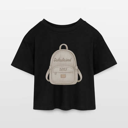 Kinder Cropped T-Shirt "Schulkind 2025" - Schwarz