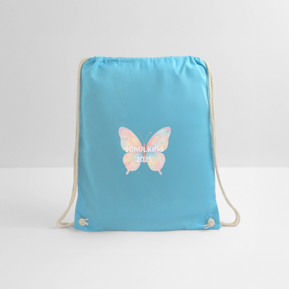 Turnbeutel "Schulkind 2025 Schmetterling" - Aqua