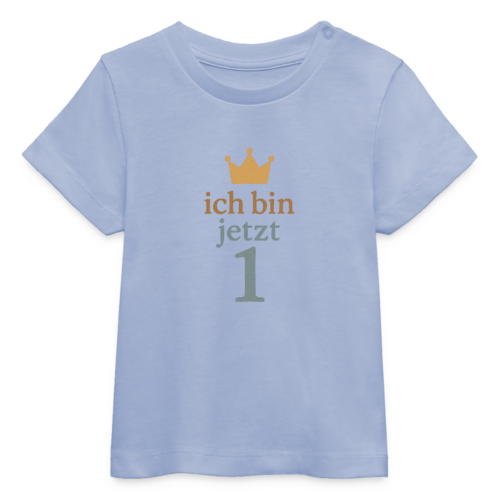Bio Baby T-Shirt "ich bin jetzt eins" - Sky