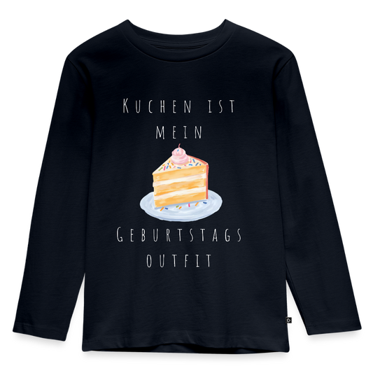 Kinder Langarmshirt "Kuchen ist mein Geburtstagsoutfit" - Navy