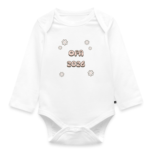 Bio Baby Langarm-Body "Opa 2026" - Weiß