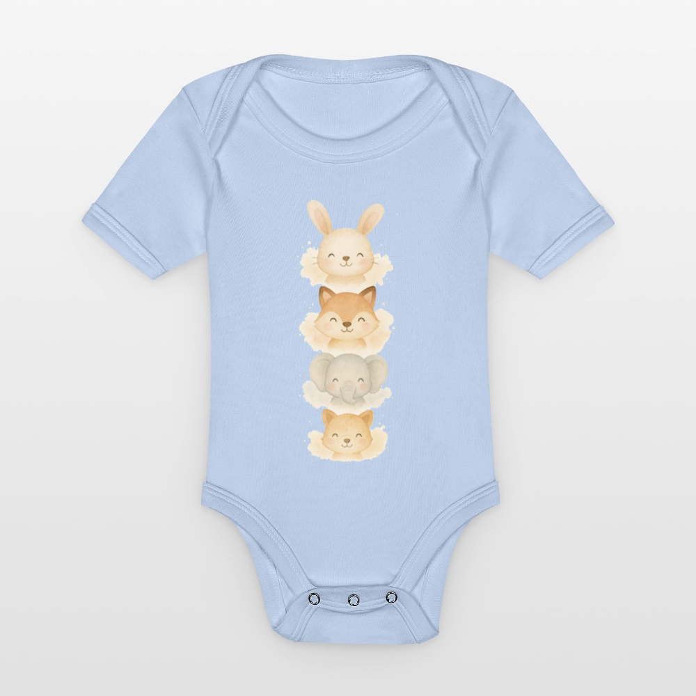 Bio Baby Kurzarm-Body "tierisch süß" - Sky