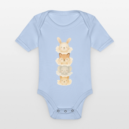 Bio Baby Kurzarm-Body "tierisch süß" - Sky