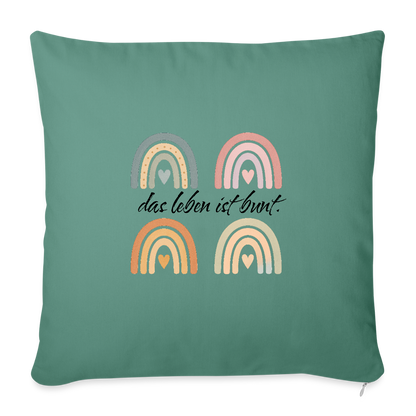 Sofakissen mit Füllung 44 x 44 cm "das Leben ist bunt." - Tanngrün