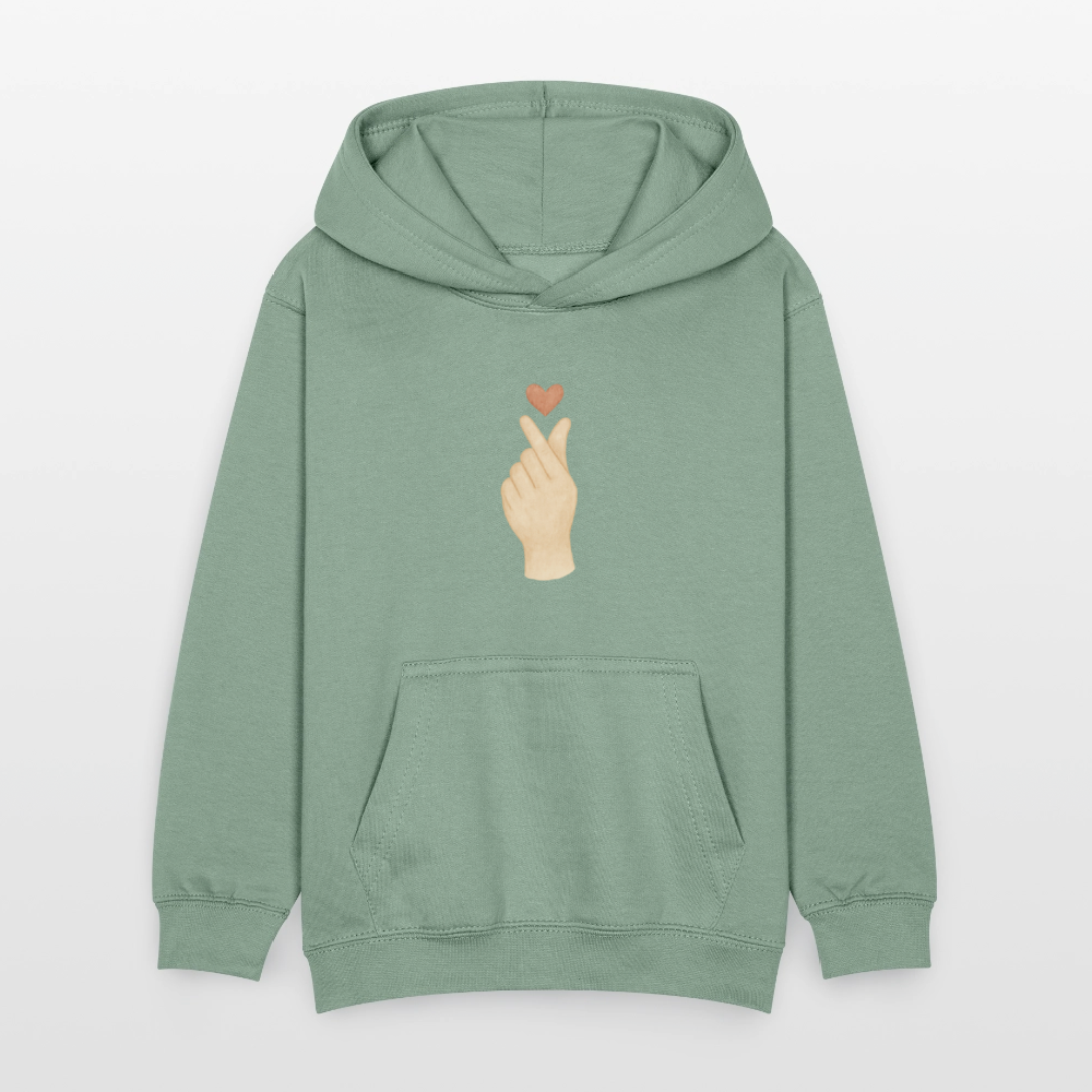 Kinder Kapuzenpullover "Herz" - Graugrün