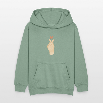 Kinder Kapuzenpullover "Herz" - Graugrün