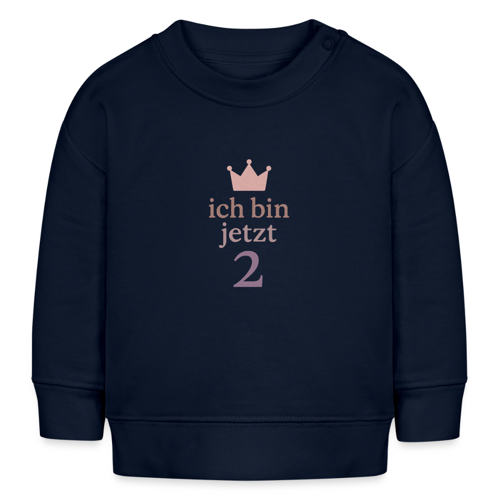 Bio Baby Pullover "ich bin jetzt zwei" - Navy