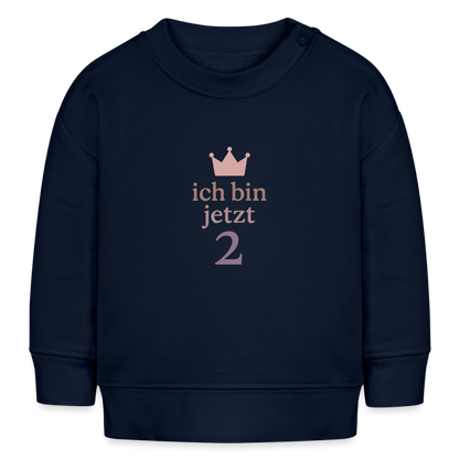 Bio Baby Pullover "ich bin jetzt zwei" - Navy