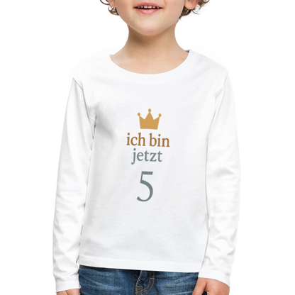 Kinder Langarmshirt "ich bin jetzt fünf" - Weiß