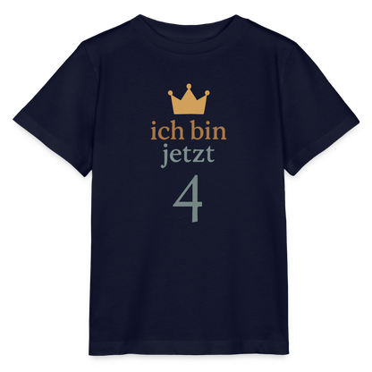 Bio Kinder T-Shirt "ich bin jetzt vier" - Navy
