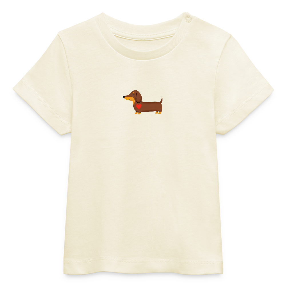 Bio Baby T-Shirt "Dackel mit Herz" - Weißgrau