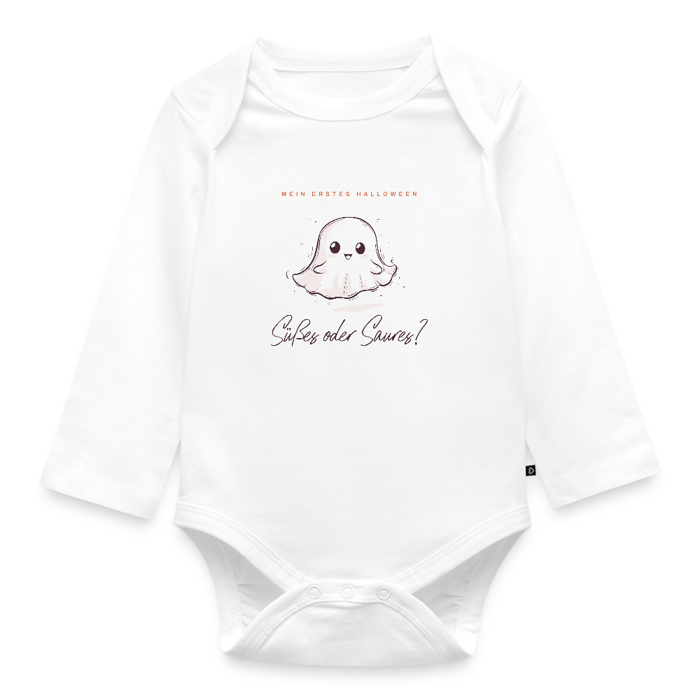 Bio Baby Langarm-Body "Süßes oder Saures?" - Weiß