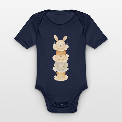 Bio Baby Kurzarm-Body "tierisch süß" - Dunkelnavy
