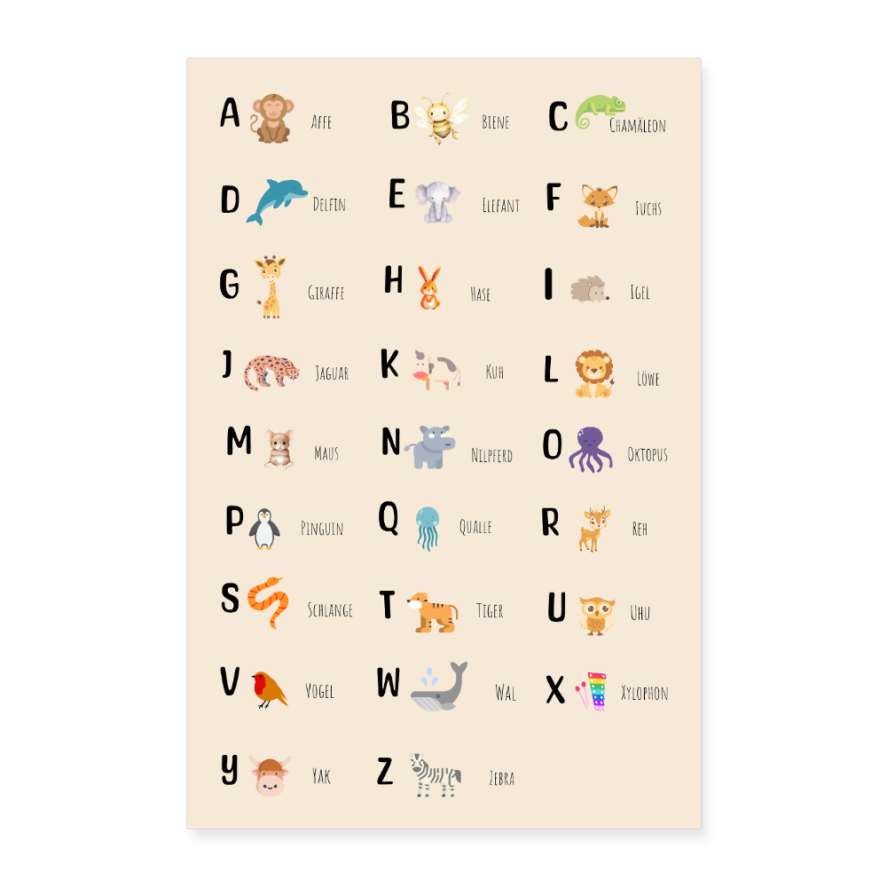 Alphabet Poster 40x60 cm - Weiß