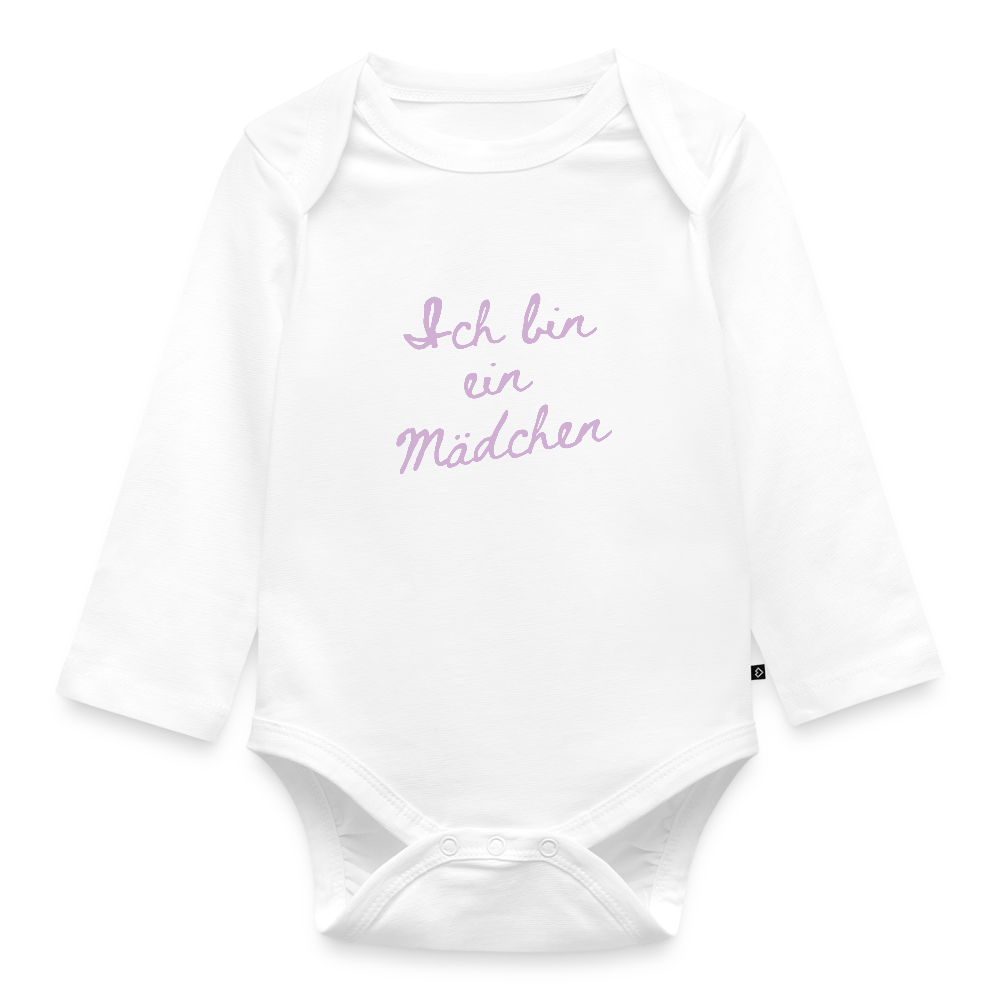 Bio Baby Langarm-Body "Ich bin ein Mädchen" - Weiß