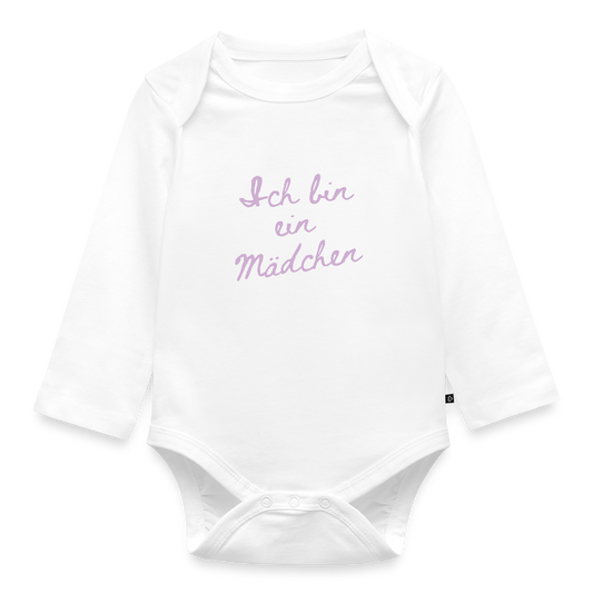 Bio Baby Langarm-Body "Ich bin ein Mädchen" - Weiß