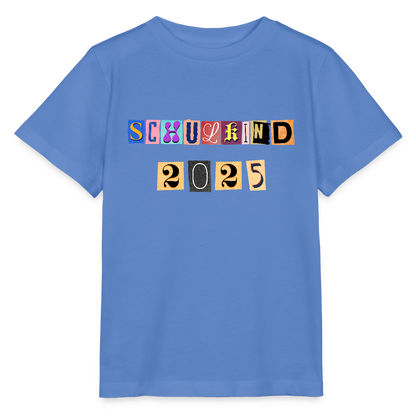 Bio Kinder T-Shirt "Schulkind 2025 Zeitungsschnipsel" - Blau