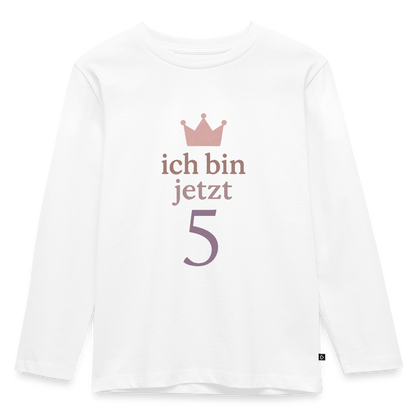 Kinder Langarmshirt "ich bin jetzt fünf" - Weiß