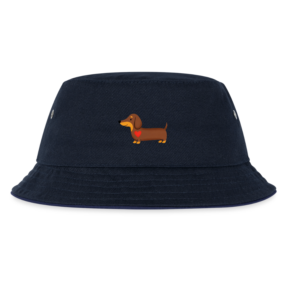 Kinder Anglerhut "Dackel mit Herz" - navy/navy
