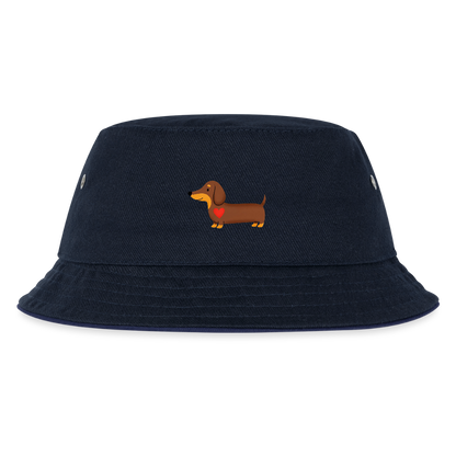 Kinder Anglerhut "Dackel mit Herz" - navy/navy
