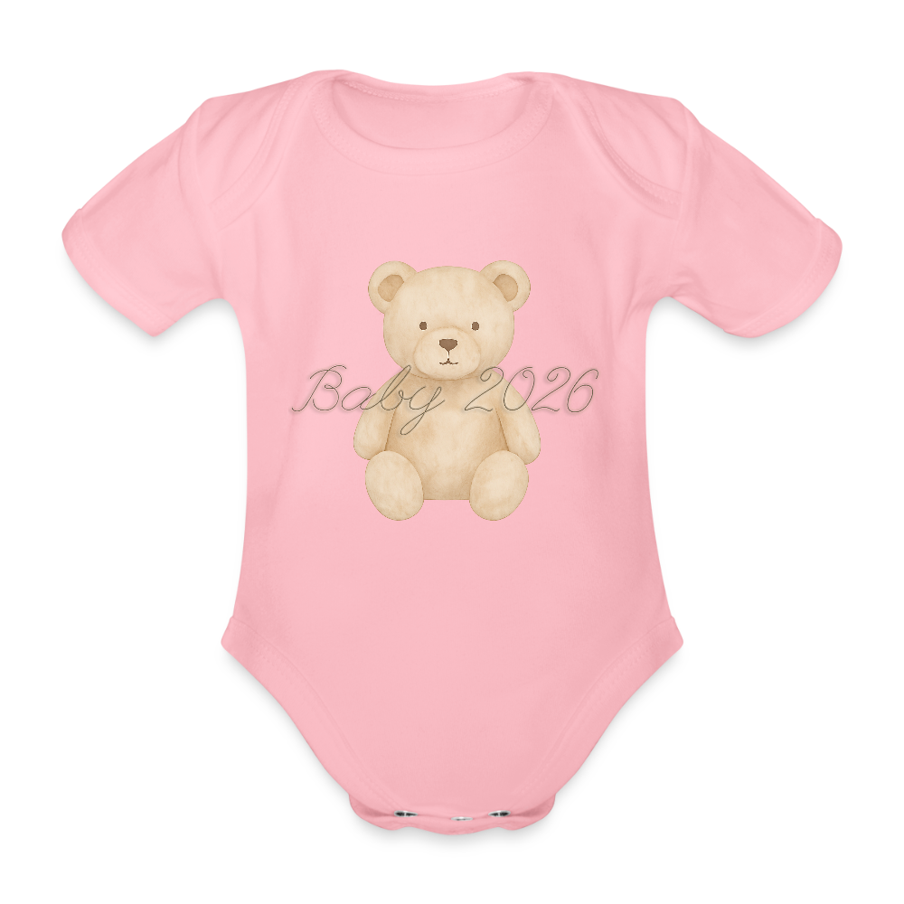 Bio Baby Kurzarm-Body "Baby 2026" - Hellrosa