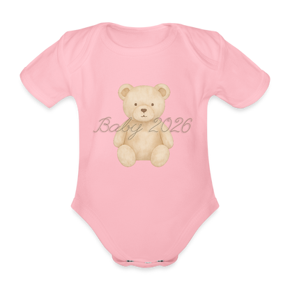 Bio Baby Kurzarm-Body "Baby 2026" - Hellrosa