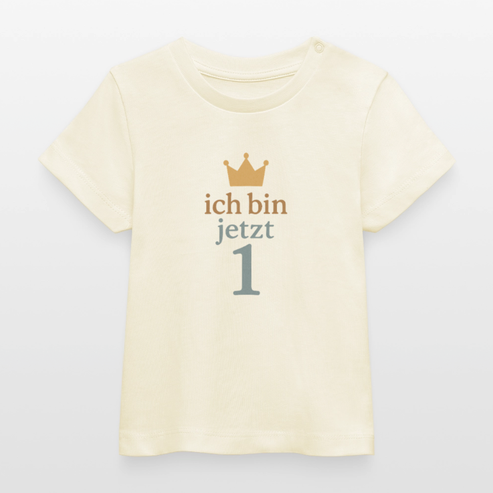 Bio Baby T-Shirt "ich bin jetzt eins" - Weißgrau