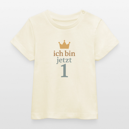 Bio Baby T-Shirt "ich bin jetzt eins" - Weißgrau