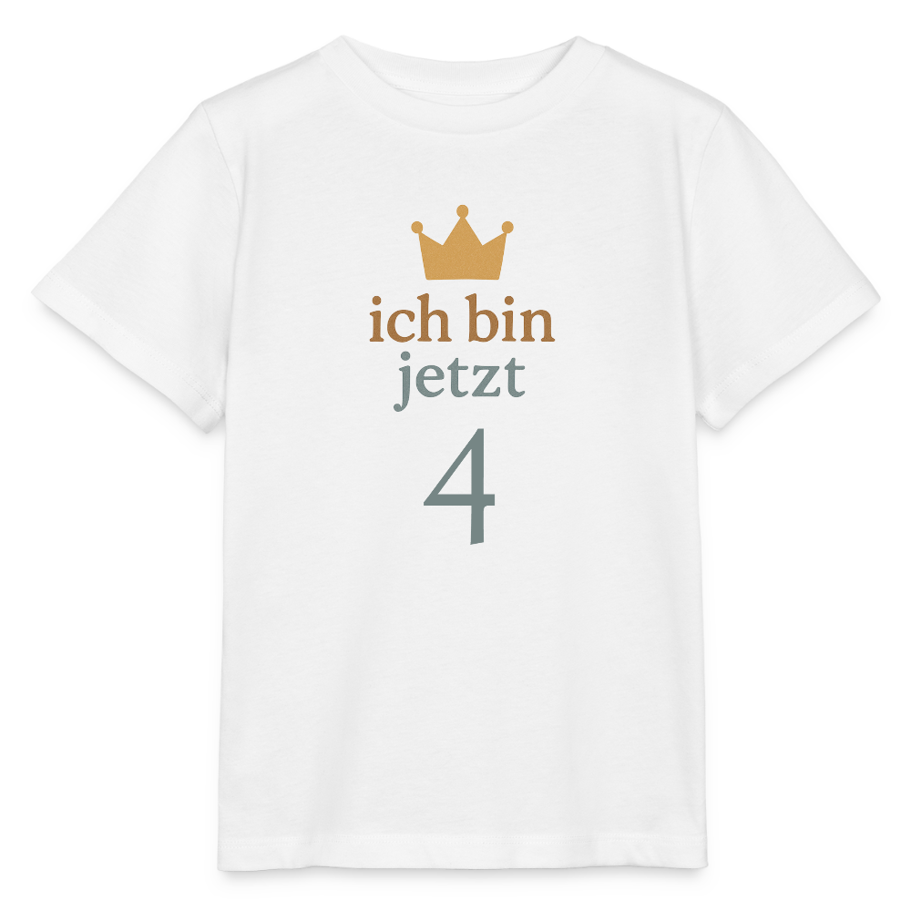 Bio Kinder T-Shirt "ich bin jetzt vier" - Weiß