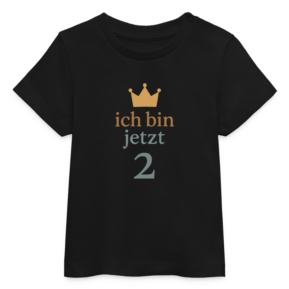 Bio Baby T-Shirt "ich bin jetzt zwei" - Schwarz