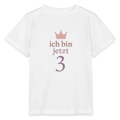 Bio Kinder T-Shirt "ich bin jetzt drei" - Weiß