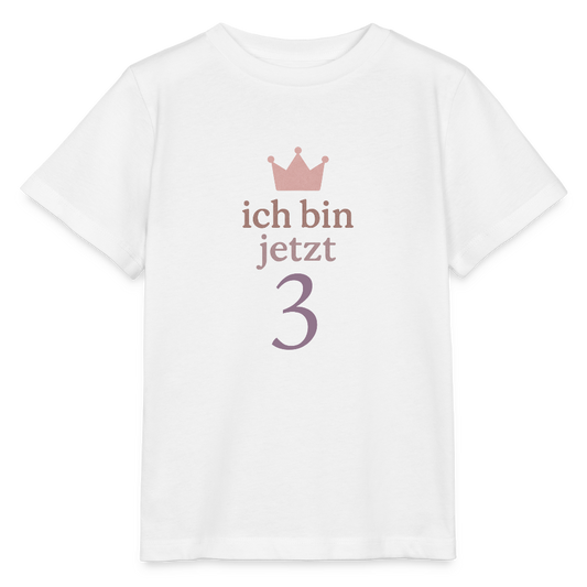 Bio Kinder T-Shirt "ich bin jetzt drei" - Weiß