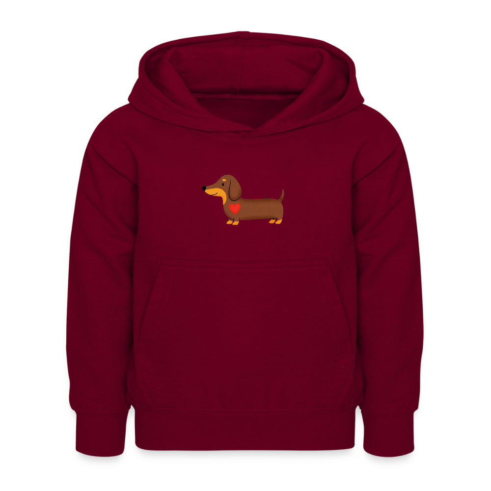Kinder Kapuzenpullover "Dackel" - Bordeaux
