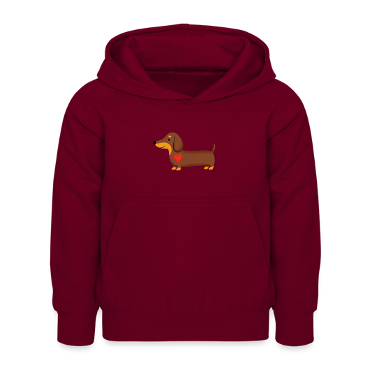 Kinder Kapuzenpullover "Dackel" - Bordeaux