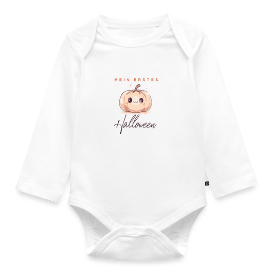 Bio Baby Langarm-Body "mein erstes Halloween" - Weiß